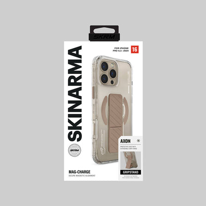 iPhone 16 Pro Kılıf M-safe Şarj Özellikli Teknoloji Desenli Standlı Skinarma Axon Kapak