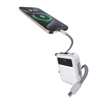 Lenyes C03-A Dijital LED Göstergeli Type-C ve Lightning Kablolu Powerbank 45W 20.000mAh