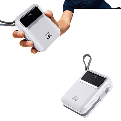 Lenyes C03-A Dijital LED Göstergeli Type-C ve Lightning Kablolu Powerbank 45W 20.000mAh