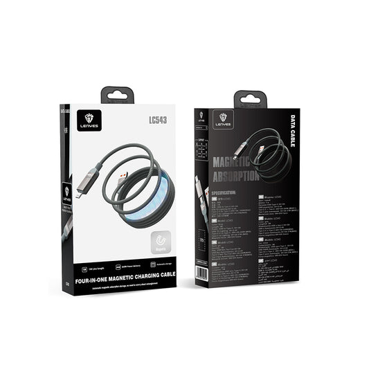Lenyes LC543 4in1 Hızlı Şarj Özellikli USB-A - Type-C + Type-C to Lightning Data ve Şarj Kablosu 240W 1M