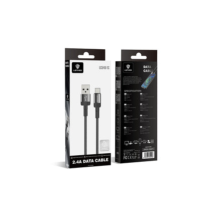 Lenyes LC546 USB-A to Type-C Örgü Tasarımlı Hızlı Şarj Özellikli Data ve Şarj Kablosu 12W 1M