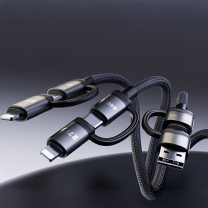 Lenyes LC557 4in1 USB-A - Type-C + Type-C to Lightning E-Mark Smart Çipli Data ve Şarj Kablosu 240W 1M