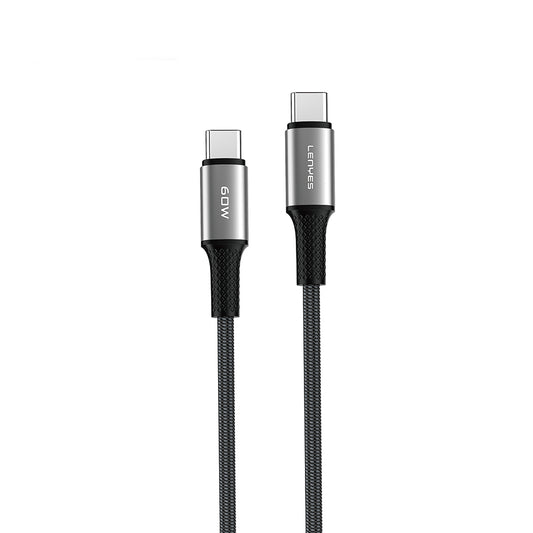 Lenyes LC560 Type-C to Type-C Örgü Tasarımlı Hızlı Şarj Özellikli Data ve Şarj Kablosu 60W 2M