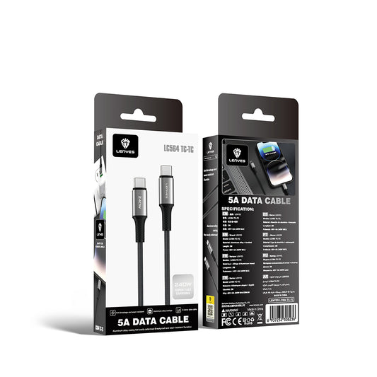 Lenyes LC564 Type-C to Type-C PD Örgü Tasarımlı Hızlı Şarj Özellikli Data ve Şarj Kablosu 240W 2M