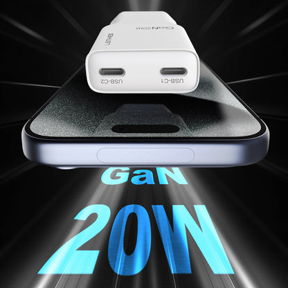 Lenyes LCH15 Dual Type-C PD GaN Teknolojili Hızlı Şarj Başlığı 20W