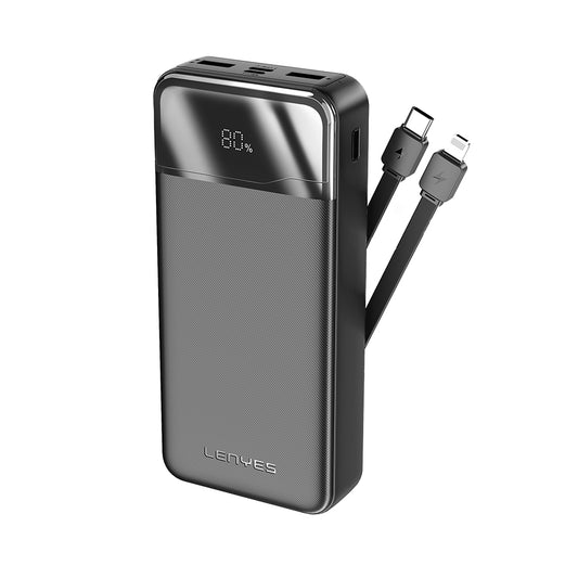 Lenyes PX280D Dijital LED Ekranlı Type-C ve Lightning Kablolu Powerbank 22.5W 20.000mAh