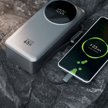 Lenyes PX379D Dijital LED Ekranlı Type-C ve Lightning Kablolu Powerbank 65W 30.000mAh