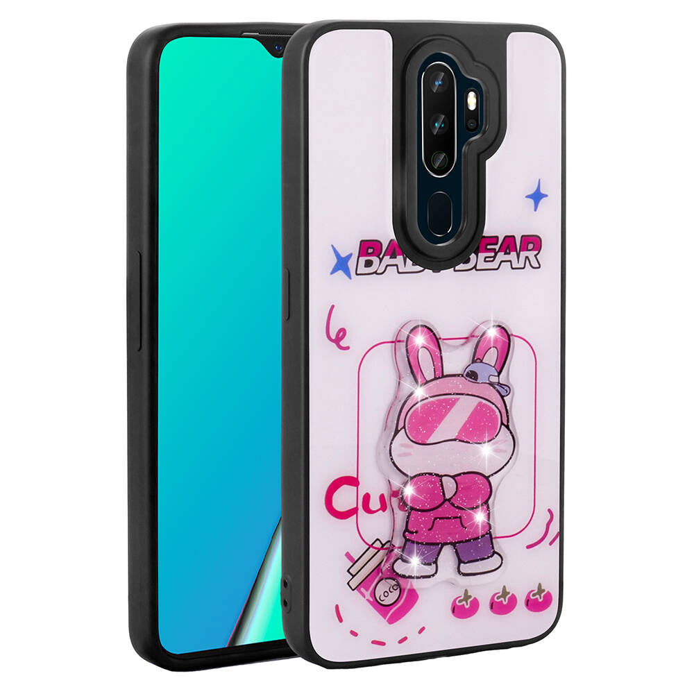 Oppo A9 2020 Kılıf Parlayan Kabartmalı İkonik Figürlü Zore Amas Silikon Kapak