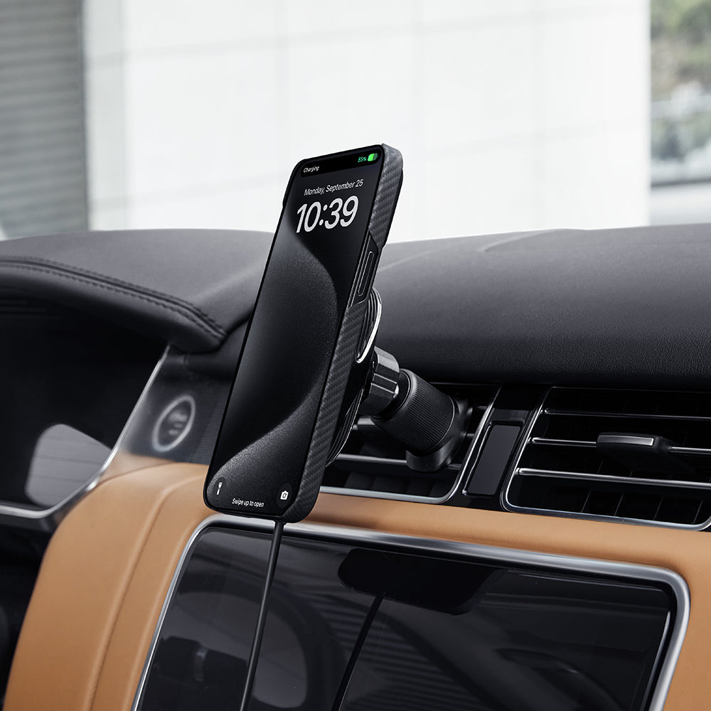 Pitaka MagEZ Pro 2 M-safe Şarj Özellikli Qi2 Aramid Fiber Araç Telefon Tutucu