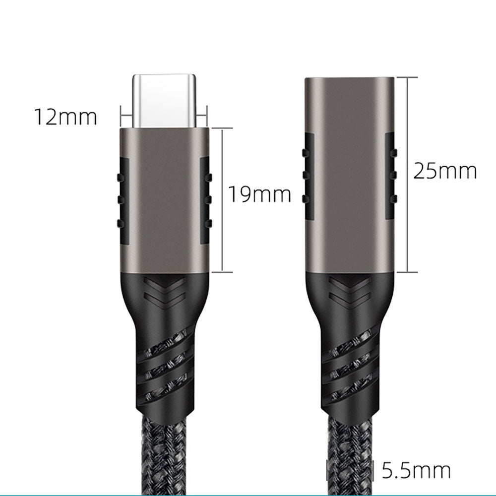 Qgeem Extension USB3.2 Type-C PD Uzatma Kablosu 100W 20Gbps 4K@60Hz 0.5 Metre