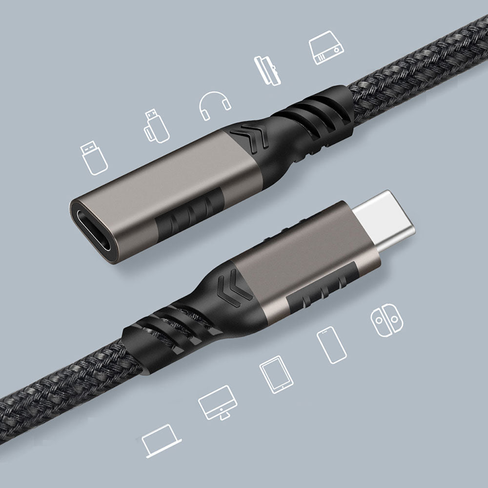Qgeem Extension USB3.2 Type-C PD Uzatma Kablosu 100W 20Gbps 4K@60Hz 1 Metre