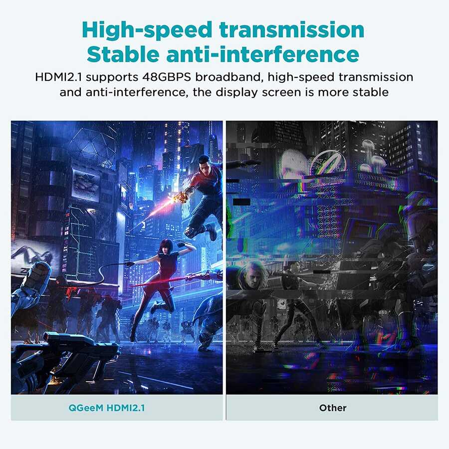 Qgeem QG-AV17 Görüntü ve Ses Aktarıcı HDMI Kablo 2.1 Versiyon 8K HD Kalite 48Gbps 1.83 metre