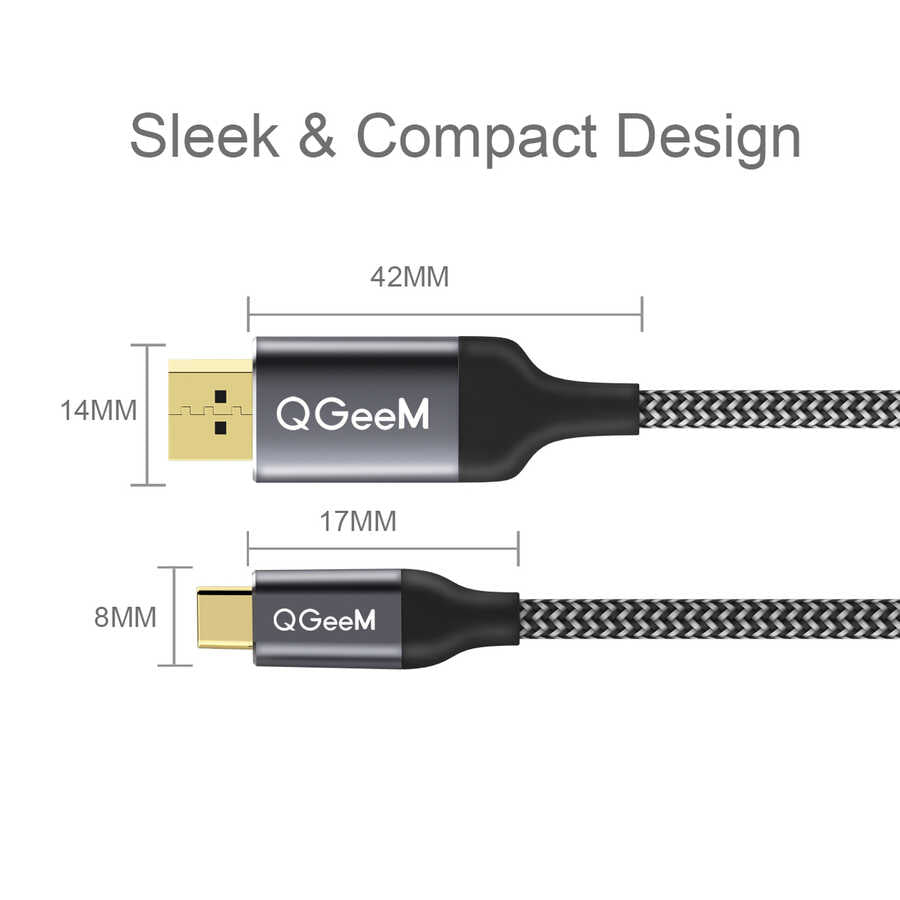 Qgeem QG-UA13 Type-C To Display Port Kablo 3M