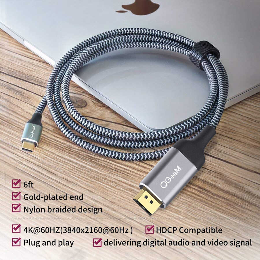 Qgeem QG-UA13 Type-C To Display Port Kablo 3M