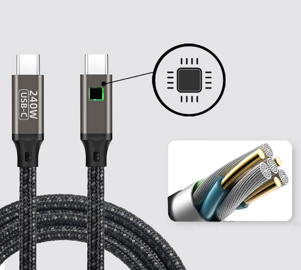 Qgeem QG02 Type-C to Type-C PD3.1 Data Kablosu 240W 480Mbps 2 Metre