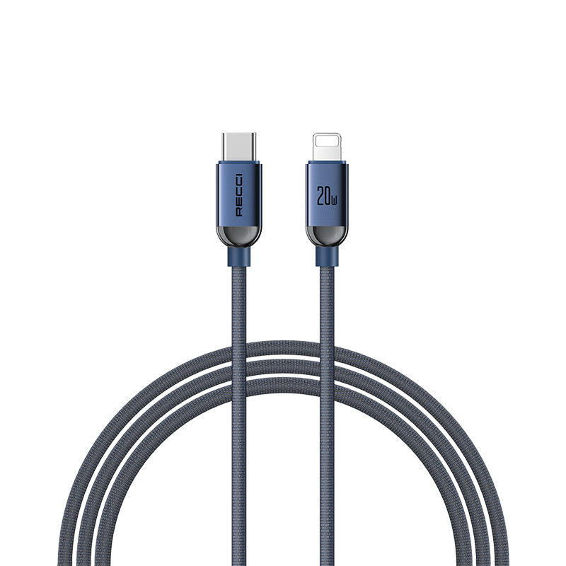 Recci RS09CL PD Crystal Serisi 30W Hızlı Şarj Özellikli Type-C To Lightning PD Kablo 1.2M