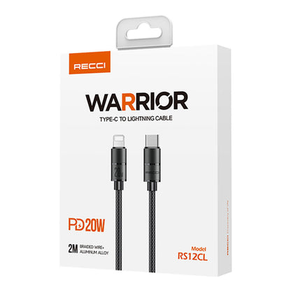 Recci RS12CL Warrior Serisi 20W Hızlı Şarj Özellikli Type-C To Lightning PD Kablo 2M