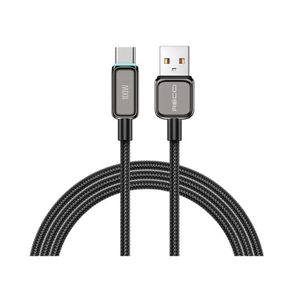 Recci RS42C Lamp Display Serisi USB-A to Type-C 100W Hızlı Şarj Özellikli Data ve Şarj Kablosu 1.5M