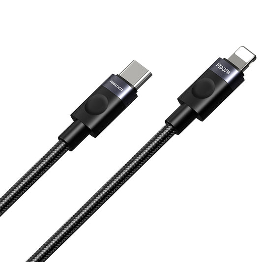 Recci RS50CL Type-C to Lightning PD Örgü Tasarımlı Hızlı Şarj Özellikli Data ve Şarj Kablosu 30W 1M