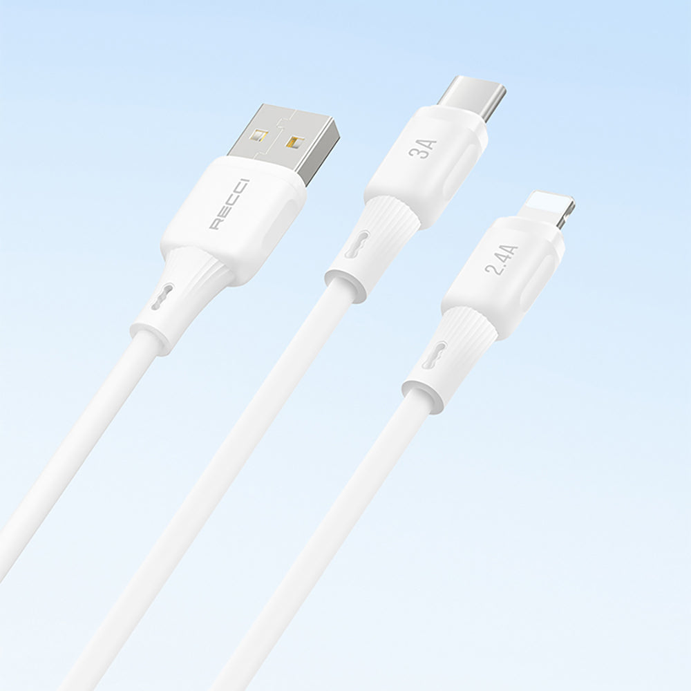 Recci RS52C USB-A to Type-C 3A Hızlı Şarj Özellikli Data ve Şarj Kablosu 1M