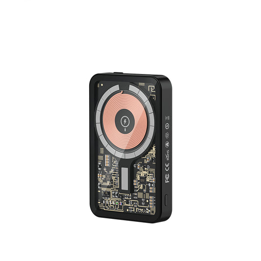 Recci W07 Şeffaf Tasarım Standlı 15W M-safe Şarj Özellikli 20W PD Hızlı Şarj Powerbank 5000mAh