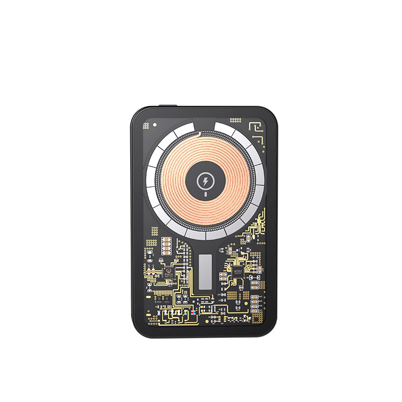Recci W07 Şeffaf Tasarım Standlı 15W M-safe Şarj Özellikli 20W PD Hızlı Şarj Powerbank 5000mAh