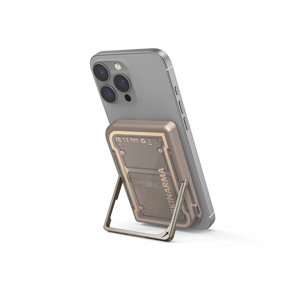 Skinarma Nexus Mecha Kablosuz ve PD Hızlı Şarj Özellikli Metal Standlı Taşınabilir Powerbank 20W 5000mAh