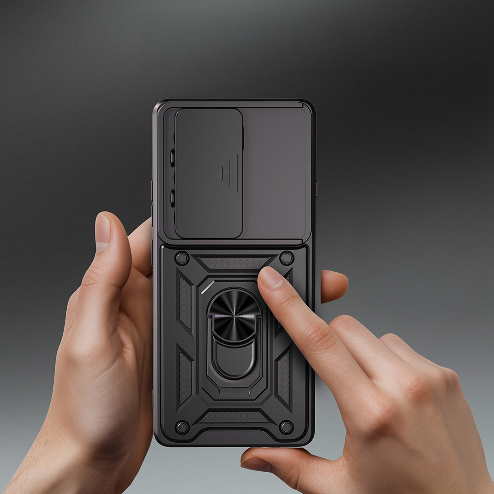 Tecno Camon 40 4G Kılıf Magnetik Standlı Kamera Korumalı Zore Sürgülü Vega Kapak