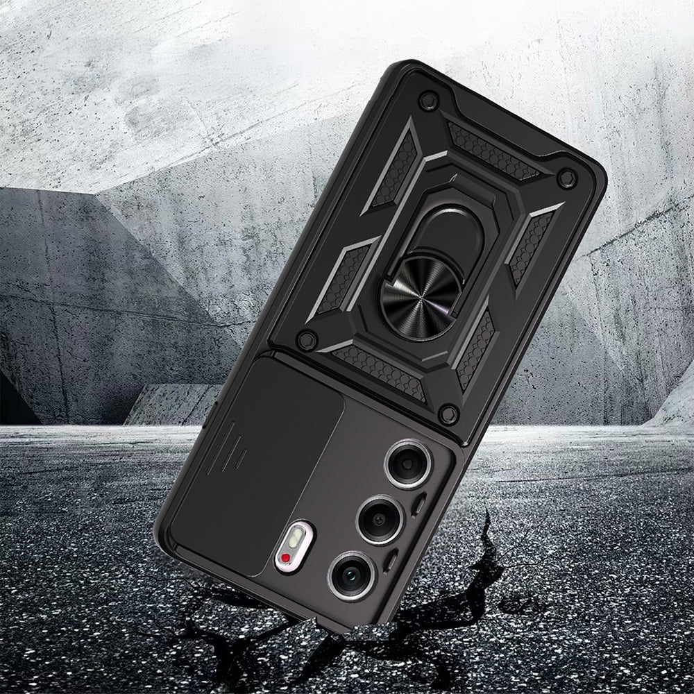 Tecno Camon 40 5G Kılıf Magnetik Standlı Kamera Korumalı Zore Sürgülü Vega Kapak