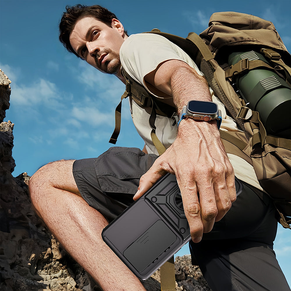 Tecno Camon 40 Pro Kılıf Magnetik Standlı Kamera Korumalı Zore Sürgülü Vega Kapak