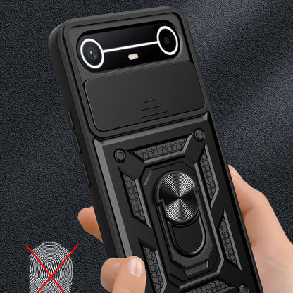 Tecno Spark Slim 5G Kılıf Magnetik Standlı Kamera Korumalı Zore Sürgülü Vega Kapak