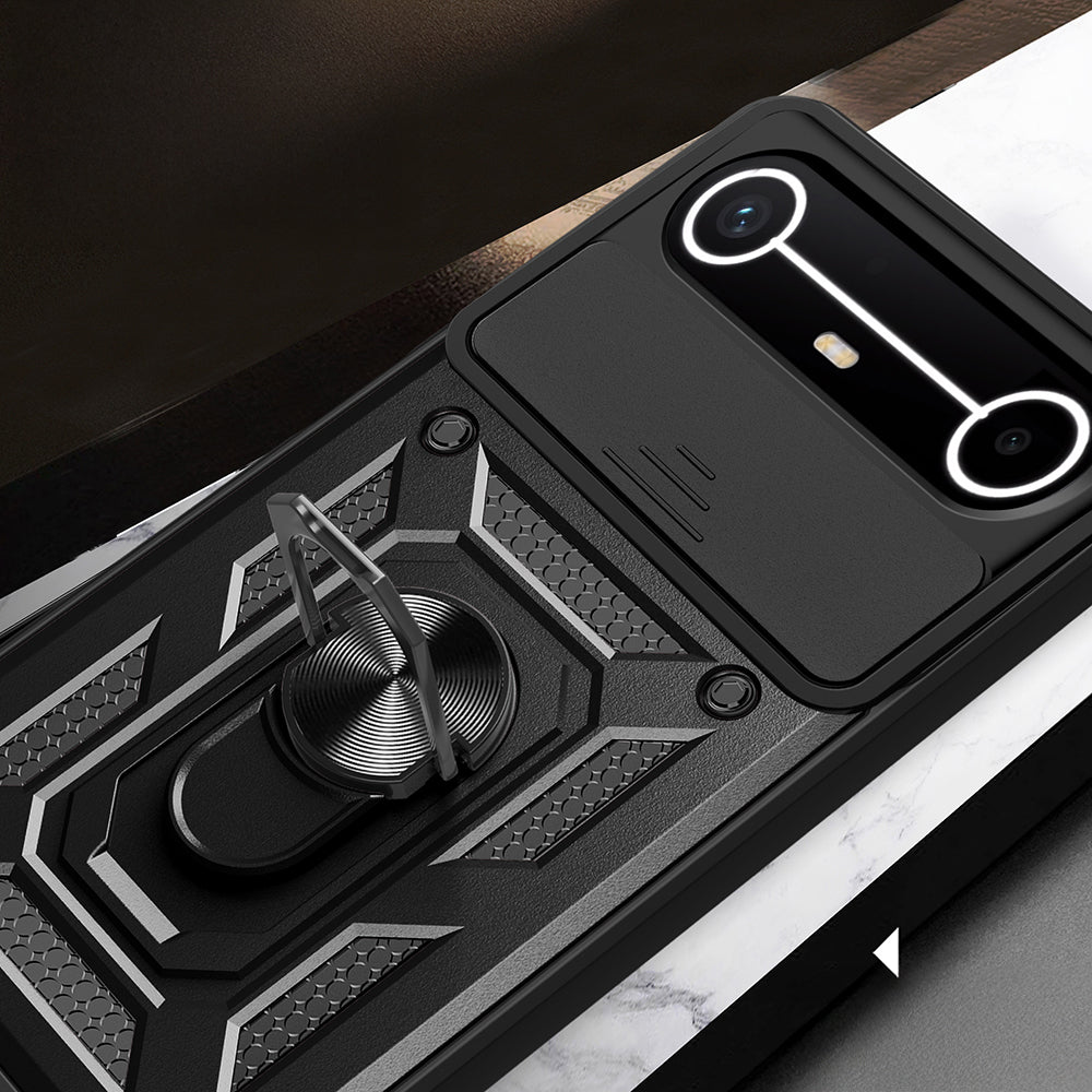 Tecno Spark Slim 5G Kılıf Magnetik Standlı Kamera Korumalı Zore Sürgülü Vega Kapak