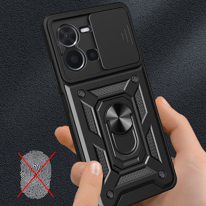 Vivo Y35 Kılıf Magnetik Standlı Kamera Korumalı Zore Sürgülü Vega Kapak