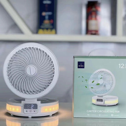 Wiwu FS05 Katlanabilir Şarjlı Dijital LED Ekranlı Gece Lambalı Masaüstü Fan