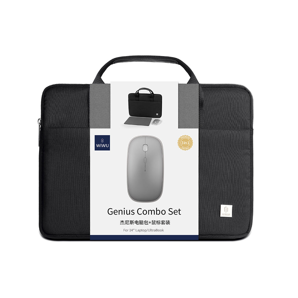 Wiwu Genius Combo Serisi 3in1 15.6 inç Laptop Çantası & Kablosuz Mouse & Mouse Pad Set