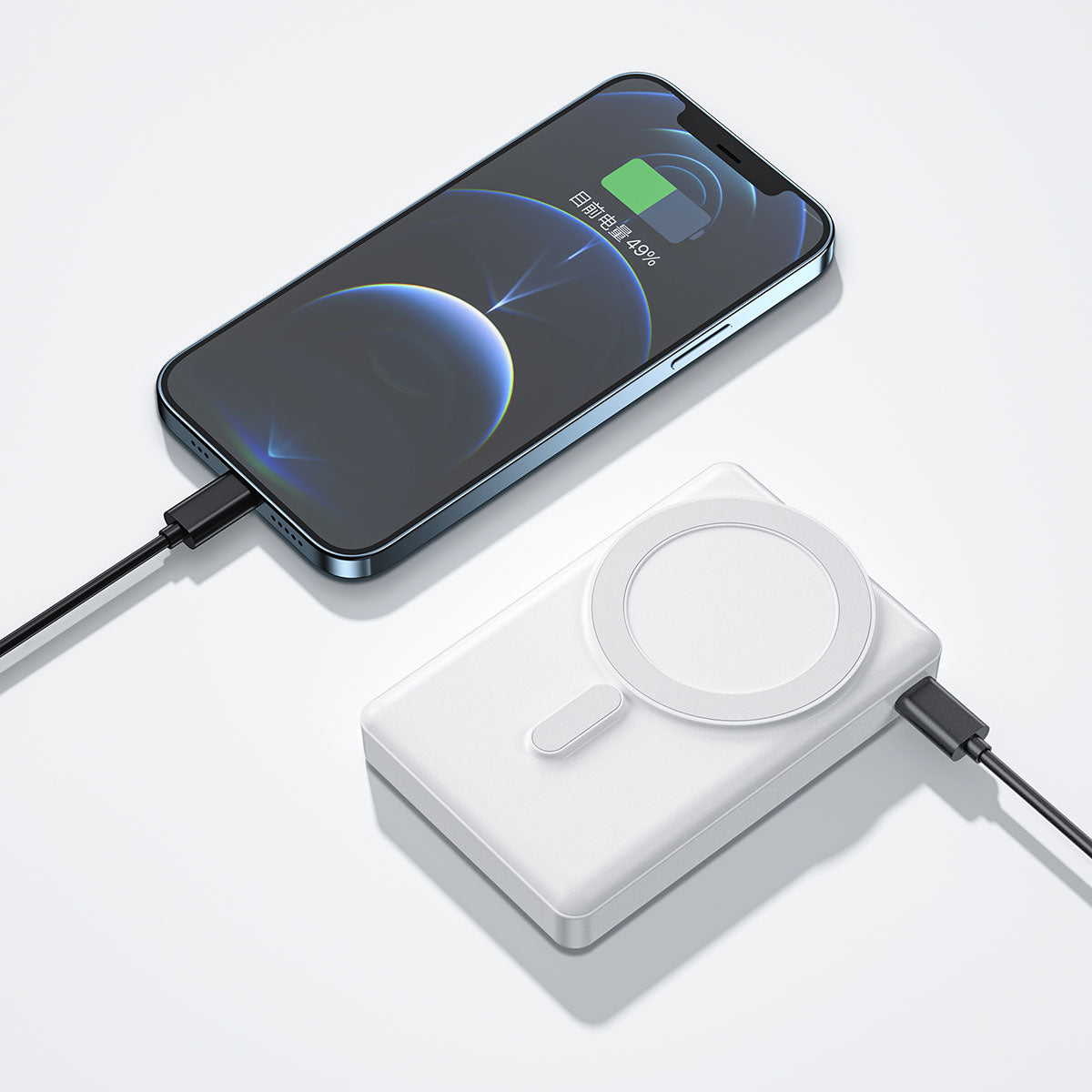 Wiwu JC-20 Hızlı Şarj Özellikli Standlı M-safe Wireless Transparan Powerbank 15W 10000mAh