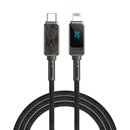 Wiwu Wi-C038 Titan Serisi Lightning to Type-C PD 30W LED Dijital Göstergeli Şarj ve Data Kablosu 1.2M