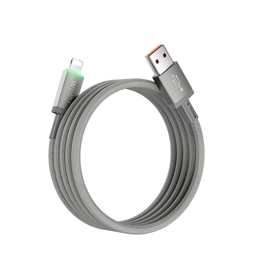 Wiwu Wi-C081 Maglink Serisi Işıklı Magnetik USB-A to Lightning Işıklı Hızlı Şarj Özellikli Data ve Şarj Kablosu 1M