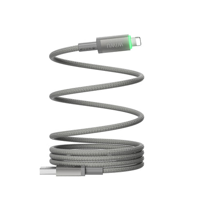 Wiwu Wi-C081 Maglink Serisi Işıklı Magnetik USB-A to Lightning Işıklı Hızlı Şarj Özellikli Data ve Şarj Kablosu 1M