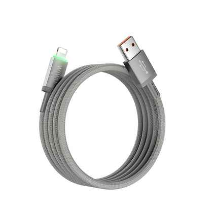 Wiwu Wi-C081 Maglink Serisi Işıklı Magnetik USB-A to Lightning Işıklı Hızlı Şarj Özellikli Data ve Şarj Kablosu 1M