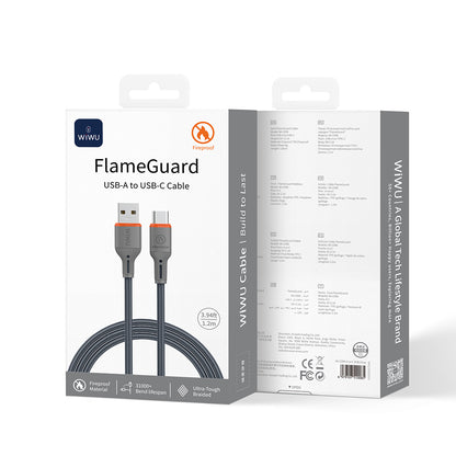 Wiwu Wi-C096 Flame Guard Serisi USB-A to Type-C Hızlı Şarj Özellikli Data ve Şarj Kablosu 1.2M