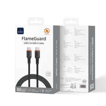 Wiwu Wi-C098 FlameGuard Serisi Type-C to Type-C Data ve Şarj Kablosu 60W 1.2M