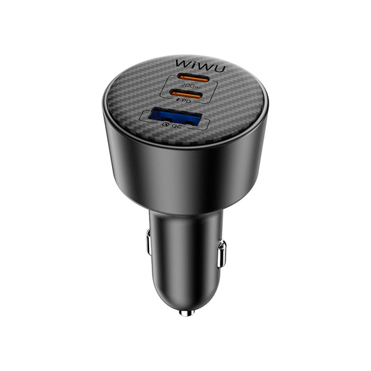 Wiwu Wi-CC026 Hızlı Şarj Özellikli PD Type-C + USB-A Portlu Aramid Fiber Araç Şarj Aleti 200W