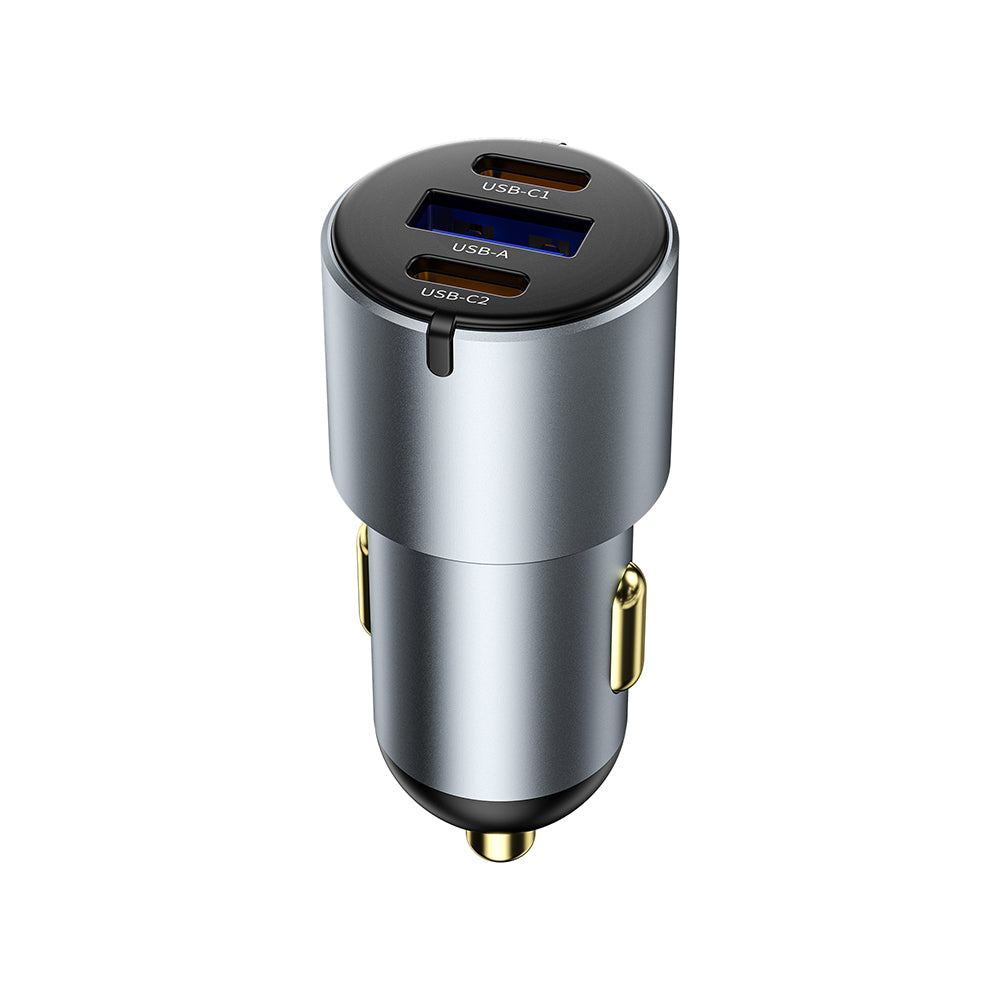 Wiwu Wi-CC032 Nano Pro Serisi Dual Type-C + USB-A Hızlı Şarj Özellikli Akım Korumalı Araç Şarj Aleti PD VE QC3.0 60W