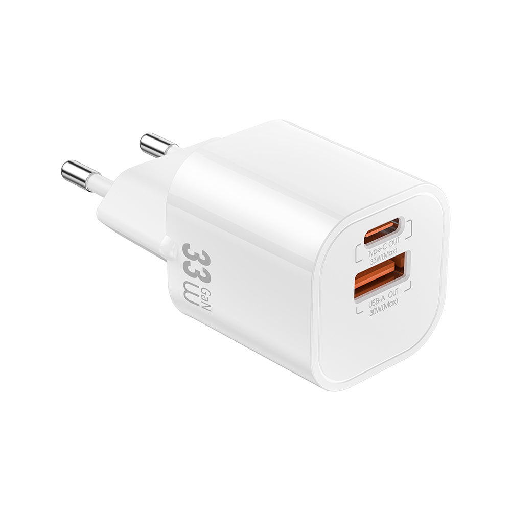 Wiwu Wi-G017 Cube Serisi Type-C PD & USB-A GaN Tech PD Hızlı Şarj Özellikli Mini Şarj Başlığı 33W