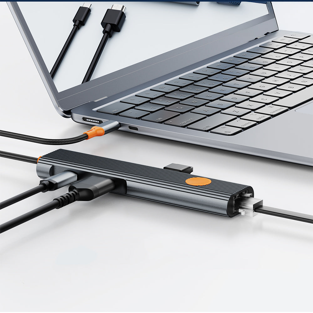 Wiwu Wi-HB005 Travel Serisi 5in1 HDMI (4K@60Hz) Girişli + RJ45 + 100W PD Type-C Hub Bağlantı İstasyonu