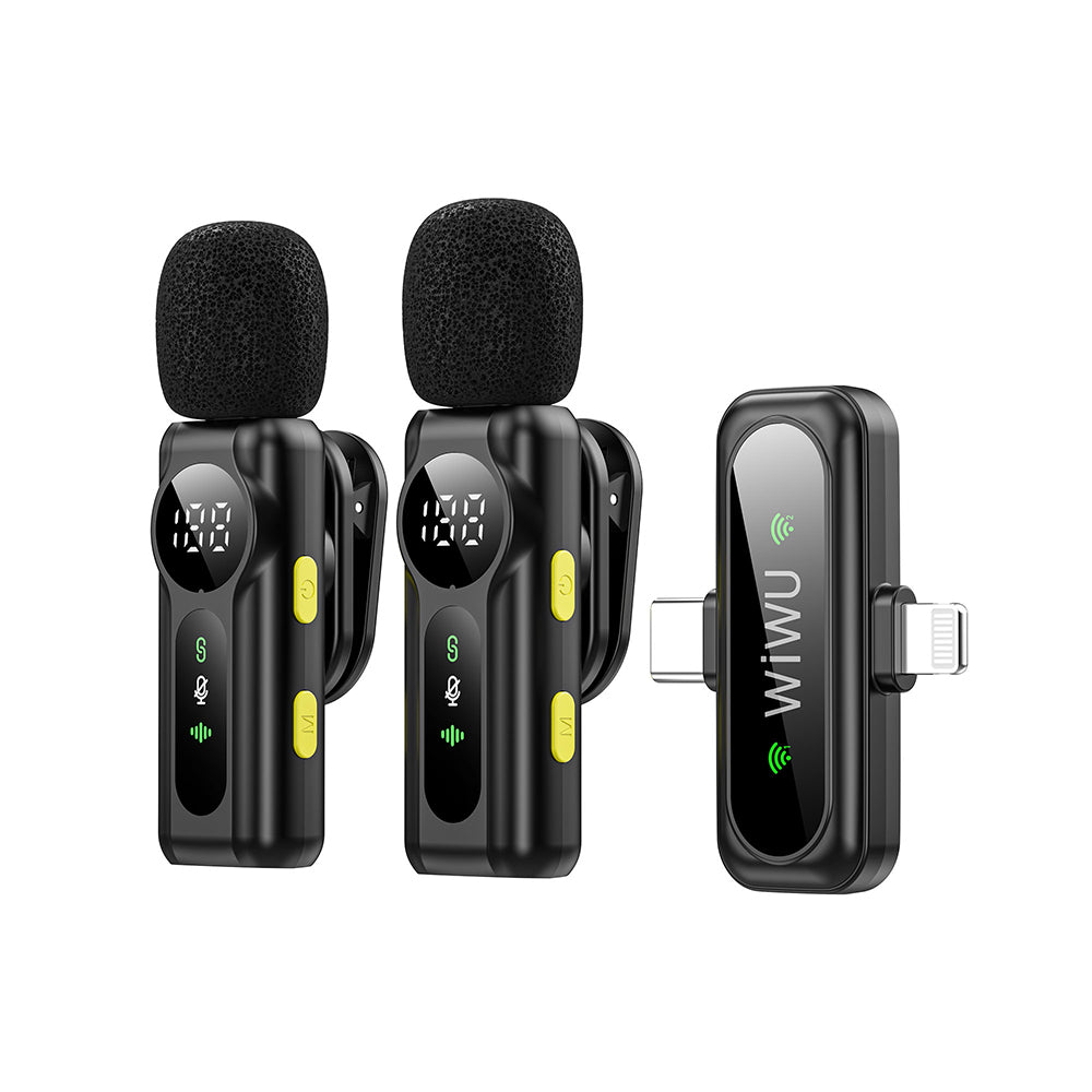 Wiwu Wi-WM007 2in1 Type-C ve Lightning Portlu ANC Özellikli Kablosuz Yaka Mikrofonu