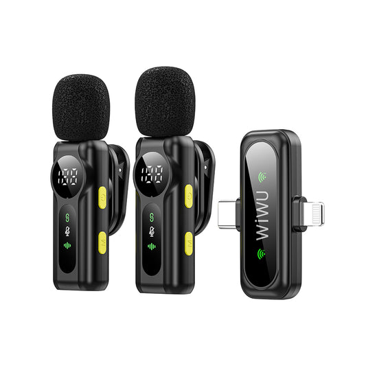 Wiwu Wi-WM007 2in1 Type-C ve Lightning Portlu ANC Özellikli Kablosuz Yaka Mikrofonu