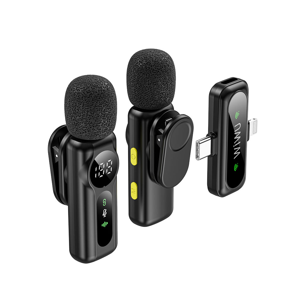 Wiwu Wi-WM007 2in1 Type-C ve Lightning Portlu ANC Özellikli Kablosuz Yaka Mikrofonu