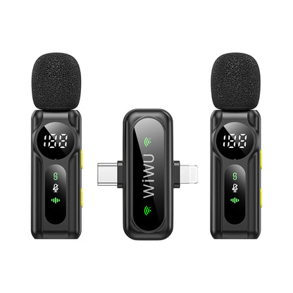 Wiwu Wi-WM007 2in1 Type-C ve Lightning Portlu ANC Özellikli Kablosuz Yaka Mikrofonu